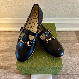 Gucci Kids Black Leather Horsebit Loafers – Size 32, BNWT